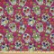 Ambesonne Sugar Skull Fabric by The Yard, All Saints Day Oriental Mexican Flowers Hearts Vibrant Design Print, Decorative Satin Fabric for Home Textiles and Crafts, 1 Yards, Hot Pink Purple Green